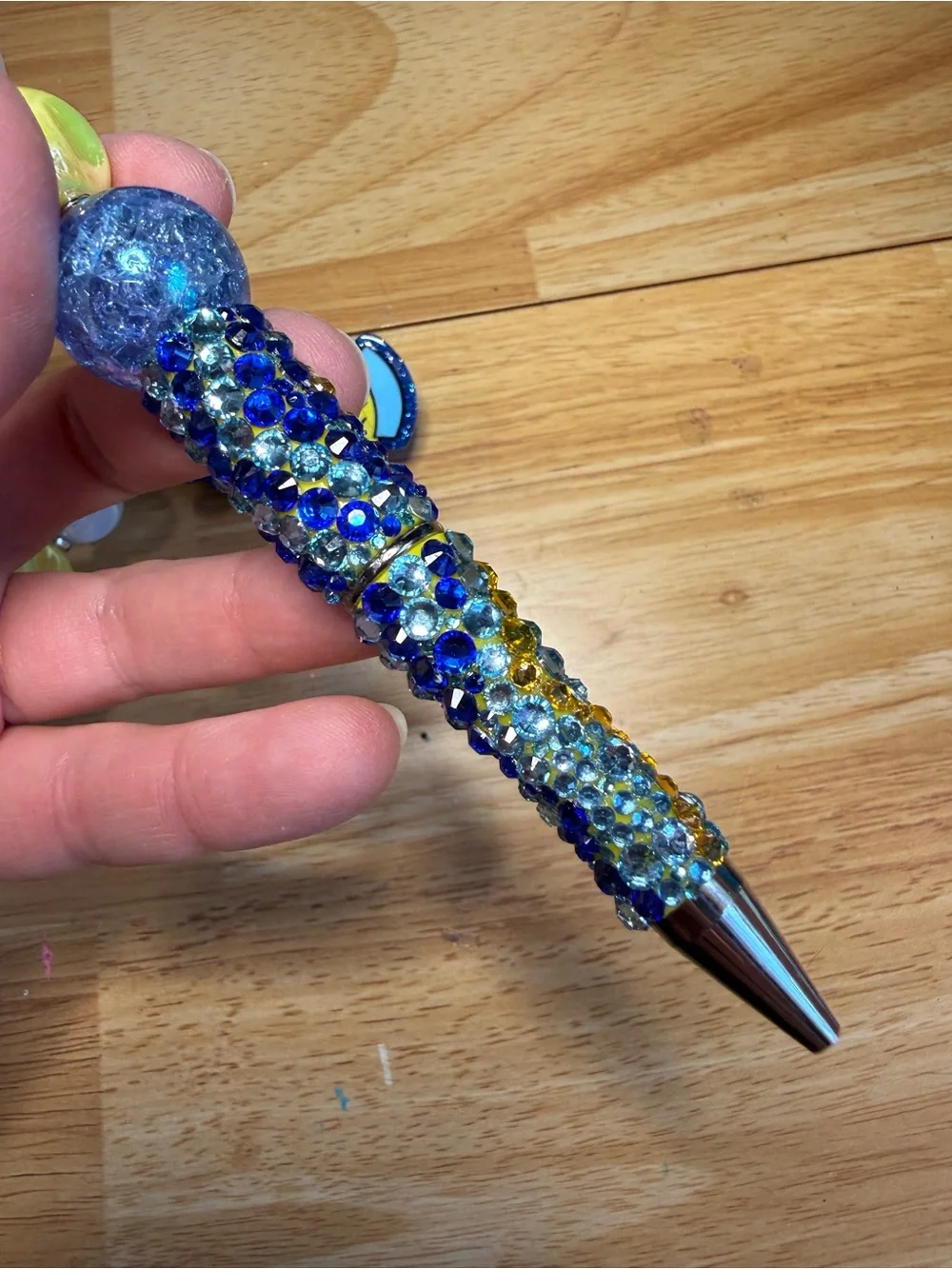 Peanuts Sally Nurse Blue Rhinestone Beaded Pen and Matching Badge Reel Set